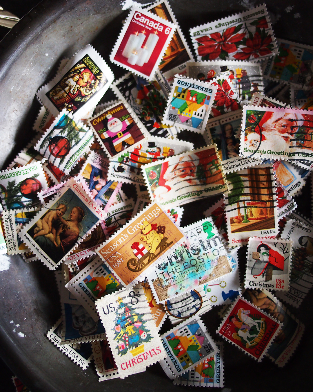 クリスマスの使用済み切手